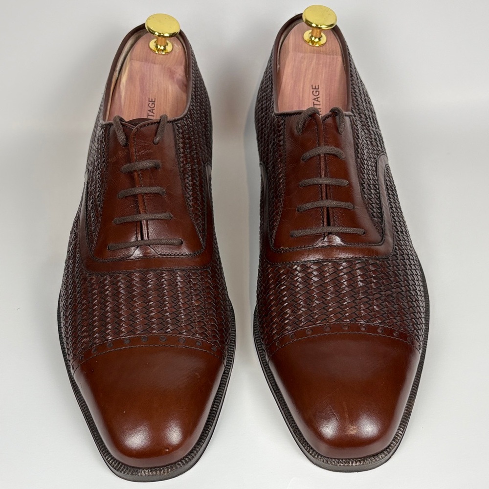 Salvatore Ferragamo Brown Woven Leather Oxfords